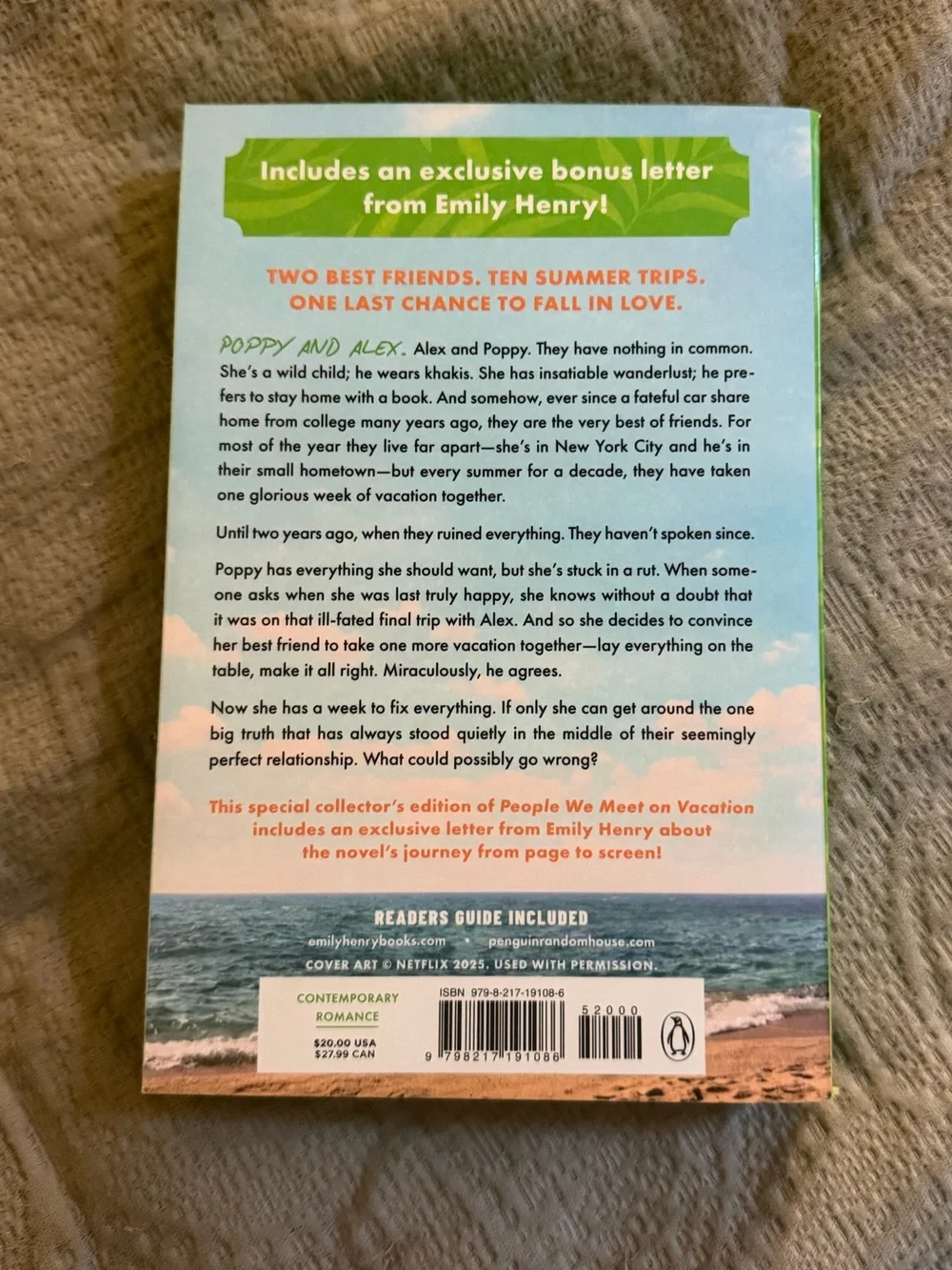 People We Meet on Vacation by Emily Henry hard cover book